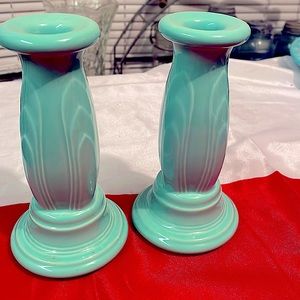 2 Fiesta SeaMist Tapered Candle Holders Y2K Millennium Retired NEW (other) Green